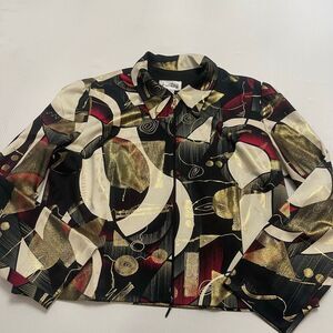 Joseph Ribkoff Women’s VTG Multicolor Geometric Jacket Zip Up Top Size18